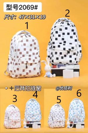 کوله پشتی پارچه ای فانتزی طرح مربعی خارجی گناوه 2069